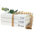 3 Pieces White Coffee Table Fake Book Decor